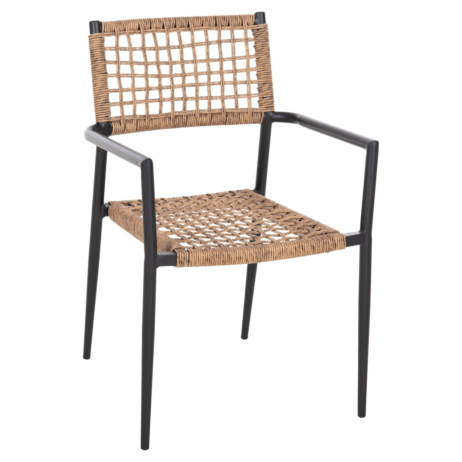 polythrona-fb9604402-aloyminio-mayro-me- ΠΟΛΥΘΡΟΝΑ TRILAN HM6044.02 ΑΛΟΥΜΙΝΙΟ ΜΑΥΡΟ ΜΕ ΣΥΝΘΕΤΙΚΟ RATTAN ΦΥΣΙΚΟ 57x59x85Υεκ. - Image 1