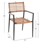 ΠΟΛΥΘΡΟΝΑ TRILAN HM6044.02 ΑΛΟΥΜΙΝΙΟ ΜΑΥΡΟ ΜΕ ΣΥΝΘΕΤΙΚΟ RATTAN ΦΥΣΙΚΟ 57x59x85Υεκ. - Image 2