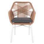 ΠΟΛΥΘΡΟΝΑ TOPIN HM6048.01 ΑΛΟΥΜΙΝΙΟ ΛΕΥΚΟ-P.E. RATTAN ΑΝΟΙΧΤΟ ΚΑΦΕ-ΜΑΞΙΛΑΡΙ ΓΚΡΙ 58x60x83Υ εκ - Image 3