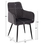 ΠΟΛΥΘΡΟΝΑ LATRELL HM8582.01 ΓΚΡΙ ΒΕΛΟΥΔΟ & ΜΑΥΡΑ ΜΕΤΑΛΛΙΚΑ ΠΟΔΙΑ 54x57x84Yεκ. - Image 2