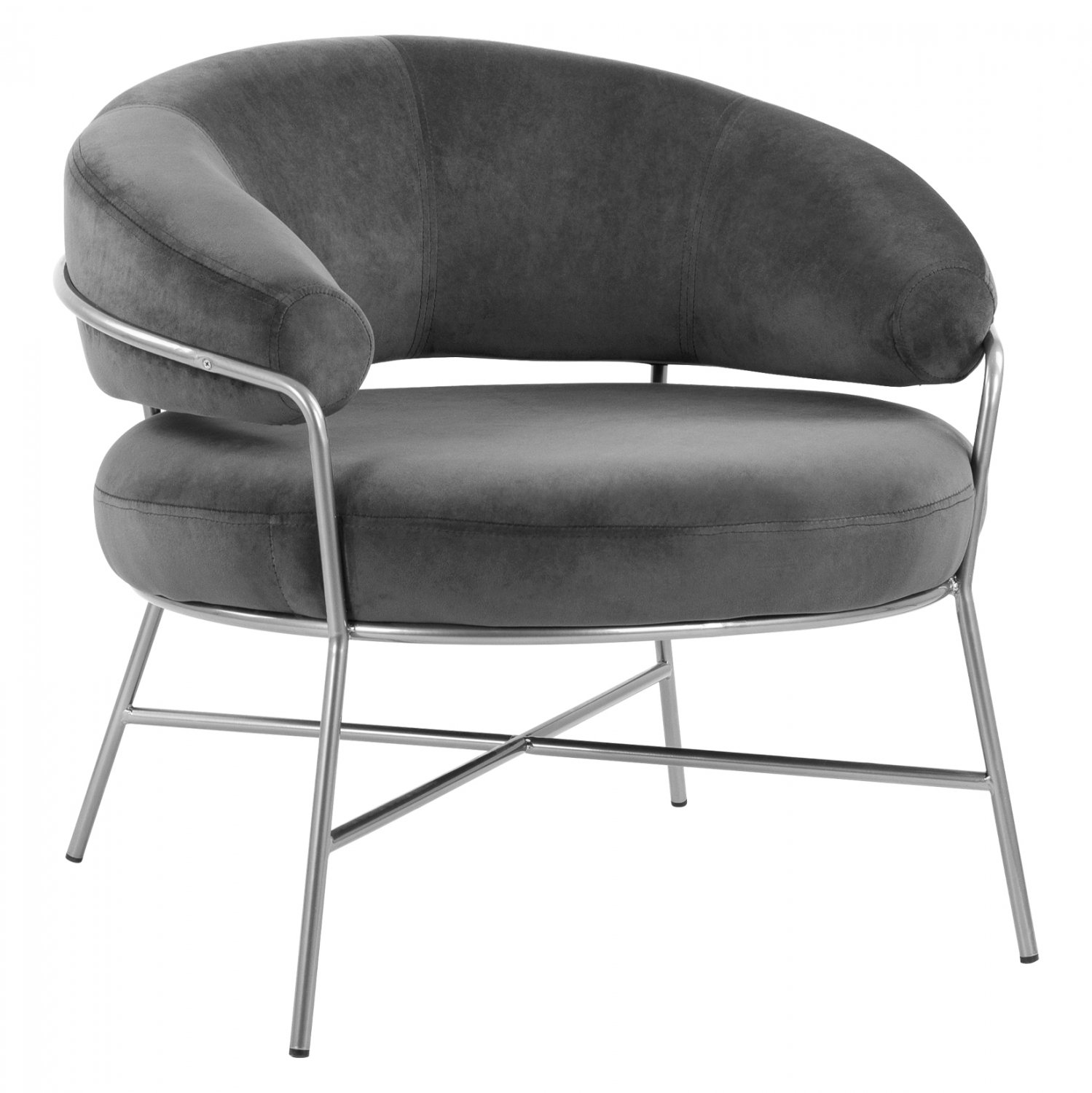 polythrona-fb9863901-apo-gkri-beloydo-me ΠΟΛΥΘΡΟΝΑ TRUDI HM8639.01 ΑΠΟ ΓΚΡΙ ΒΕΛΟΥΔΟ ΜΕ ΑΣΗΜΙ ΣΚΕΛΕΤΟ 83x75x76 εκ. - Image 1