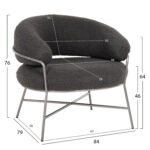 ΠΟΛΥΘΡΟΝΑ TRUDI HM8639.21 ΑΠΟ ΜΠΟΥΚΛΕ ΓΚΡΙ ΜΕ ΑΣΗΜΙ ΜΕΤΑΛΛΙΚΟ ΣΚΕΛΕΤΟ 84x79x76Υ εκ. - Image 2