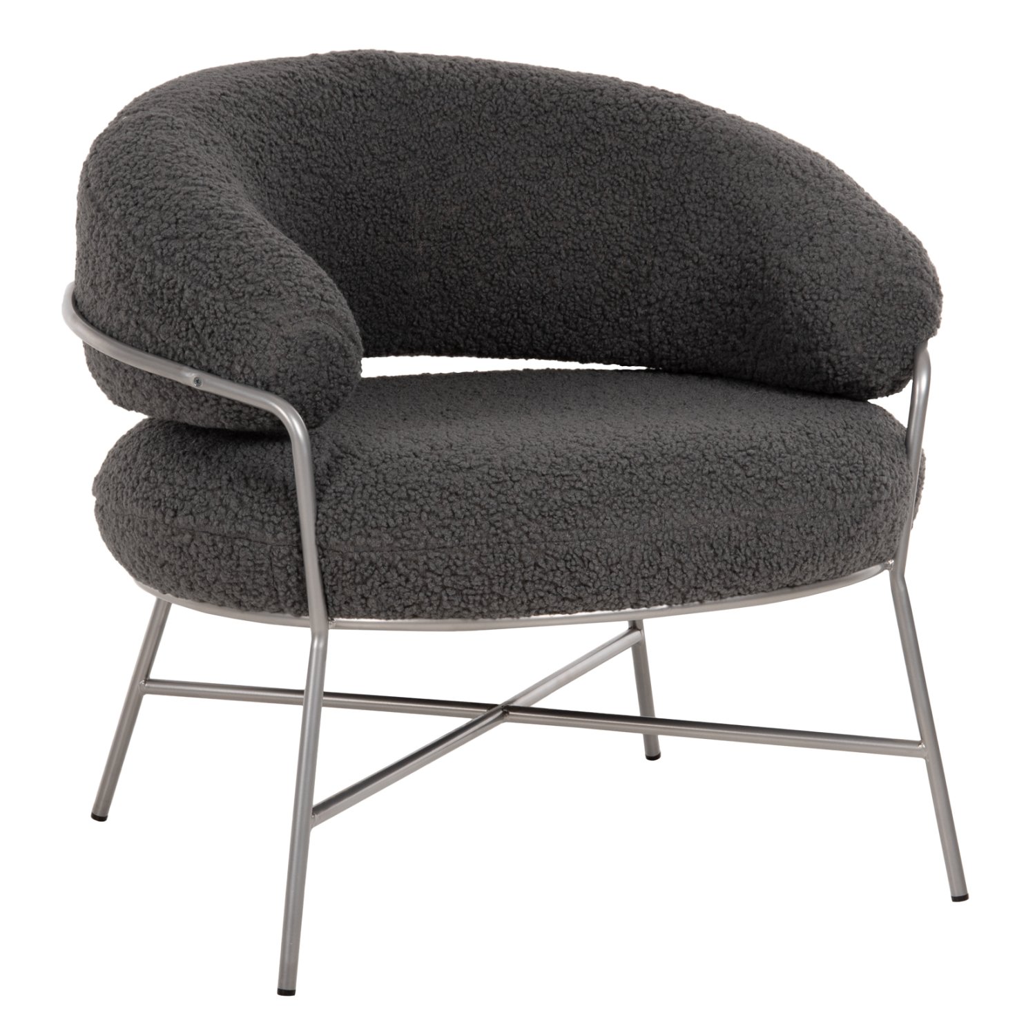 polythrona-fb9863921-apo-mpoykle-gkri-me ΠΟΛΥΘΡΟΝΑ TRUDI HM8639.21 ΑΠΟ ΜΠΟΥΚΛΕ ΓΚΡΙ ΜΕ ΑΣΗΜΙ ΜΕΤΑΛΛΙΚΟ ΣΚΕΛΕΤΟ 84x79x76Υ εκ. - Image 1