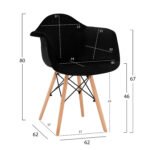 ΠΟΛΥΘΡΟΝΑ MIRTO HM8720.04 ΜΕ ΞΥΛΙΝΑ ΠΟΔΙΑ & ΒΕΛΟΥΔΟ ΜΑΥΡΟ 62x62x80Υ εκ. - Image 2