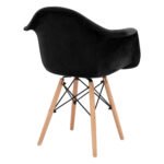 ΠΟΛΥΘΡΟΝΑ MIRTO HM8720.04 ΜΕ ΞΥΛΙΝΑ ΠΟΔΙΑ & ΒΕΛΟΥΔΟ ΜΑΥΡΟ 62x62x80Υ εκ. - Image 5