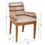 ΠΟΛΥΘΡΟΝΑ STARDOM HM9760.03 ΞΥΛΟ ΤΕΑΚ ΣΕ ΜΕΛΙ ΚΑΙ ΜΑΥΡΟ ΣΧΟΙΝΙ 57x65x83Yεκ. - Image 2