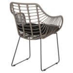 ΠΟΛΥΘΡΟΝΑ ΜΕΤΑΛΛΙΚΗ ΜΕ ΜΑΣΙΦ ΣΚΕΛΕΤΟ ΜΑΥΡΟ ΜΑΤ ΜΕ WICKER ΓΚΡΙ MOKA 60x56x84Υ εκ.HM5300.10 - Image 5