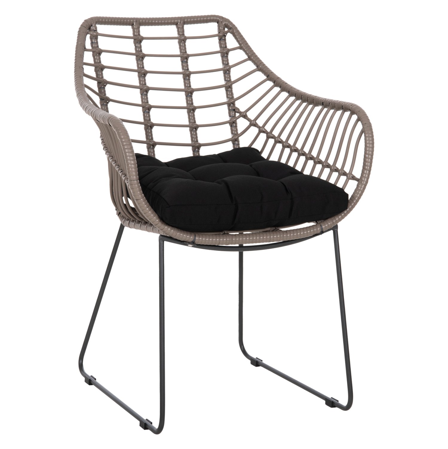 polythrona-metalliki-me-masif-skeleto-ma ΠΟΛΥΘΡΟΝΑ ΜΕΤΑΛΛΙΚΗ ΜΕ ΜΑΣΙΦ ΣΚΕΛΕΤΟ ΜΑΥΡΟ ΜΑΤ ΜΕ WICKER ΓΚΡΙ MOKA 60x56x84Υ εκ.HM5300.10 - Image 1