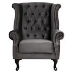 ΠΟΛΥΘΡΟΝΑ-ΜΠΕΡΖΕΡΑ ΓΚΡΙ ΒΕΛΟΥΔΟ T.CHESTERFIELD POLINA 83x75x107Yεκ.HM0053.10 - Image 3