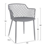 ΠΟΛΥΘΡΟΝΑ ΠΟΛΥΠΡΟΠΥΛΕΝΙΟΥ JOCELYN HM8510.10 ΓΚΡΙ ΜΕ ΜΕΤΑΛΛΙΚΑ ΠΟΔΙΑ 62Χ55,5Χ79Υ εκ. - Image 2