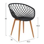 ΠΟΛΥΘΡΟΝΑ ΠΟΛΥΠΡΟΠΥΛΕΝΙΟΥ ΜΑΥΡΗ ΜΕ ΜΕΤΑΛΛΙΚΑ ΠΟΔΙΑ ΑΠΟΜΙΜΗΣΗ ΞΥΛΟΥ ARIADNE HM8001.02 62,5x56x80 εκ. - Image 2