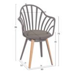 ΠΟΛΥΘΡΟΝΑ ΤΡΑΠΕΖΑΡΙΑΣ HM8049.10 ANAIS ΓΚΡΙ ΜΕ ΞΥΛΙΝΑ ΠΟΔΙΑ 60x53x86Υ εκ. - Image 2