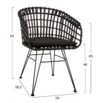 ΠΟΛΥΘΡΟΝΑ ΤΥΠΟΥ ΦΩΛΙΑ ΜΕΤΑΛΛΙΚΗ ALLEGRA HM5456.02 ΜΕ WICKER ΜΑΥΡΟ 59Χ56,5Χ83Υ εκ. - Image 2