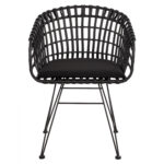 ΠΟΛΥΘΡΟΝΑ ΤΥΠΟΥ ΦΩΛΙΑ ΜΕΤΑΛΛΙΚΗ ALLEGRA HM5456.02 ΜΕ WICKER ΜΑΥΡΟ 59Χ56,5Χ83Υ εκ. - Image 3