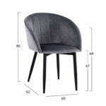 ΠΟΛΥΘΡΟΝΑΚΙ BESSIE HM8699.01 ΒΕΛΟΥΔΟ ΓΚΡΙ ΜΕ ΜΕΤΑΛΛΙΚΟ ΣΚΕΛΕΤΟ 60x62x80Y εκ. - Image 2