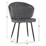 ΠΟΛΥΘΡΟΝΑΚΙ JIYA ΜΕ ΓΚΡΙ ΒΕΛΟΥΔΟ & ΜΑΥΡΟ ΜΕΤΑΛΛΙΚΟ ΣΚΕΛΕΤΟ HM8728.01 60x60x85 εκ. - Image 2