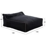 ΠΟΥΦ YAMIN ΔΥΟ ΑΤΟΜΩΝ ΜΕ TEXTILENE 600gr/m2 2X1 ΜΑΥΡΟ ΚΑΙ ΛΕΥΚΟ ΡΕΛΙ HM5773.12 140x140x40-60Υ εκ. - Image 2