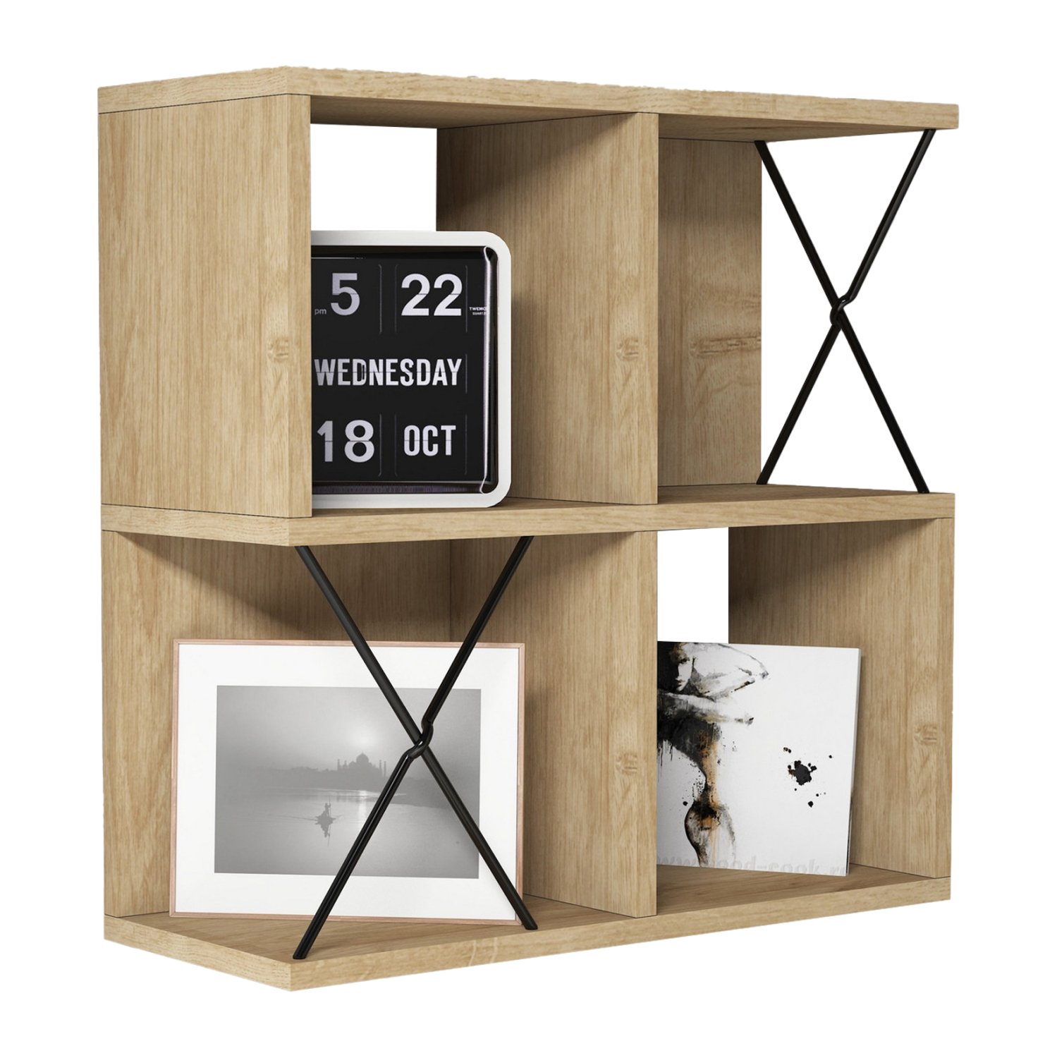 rafiera-toichoy-melaminis-fb9952001-se-f ΡΑΦΙΕΡΑ ΤΟΙΧΟΥ ΜΕΛΑΜΙΝΗΣ HM9520.01 ΣΕ ΦΥΣΙΚΟ OAK ΧΡΩΜΑ 60x24x60Y εκ. - Image 1