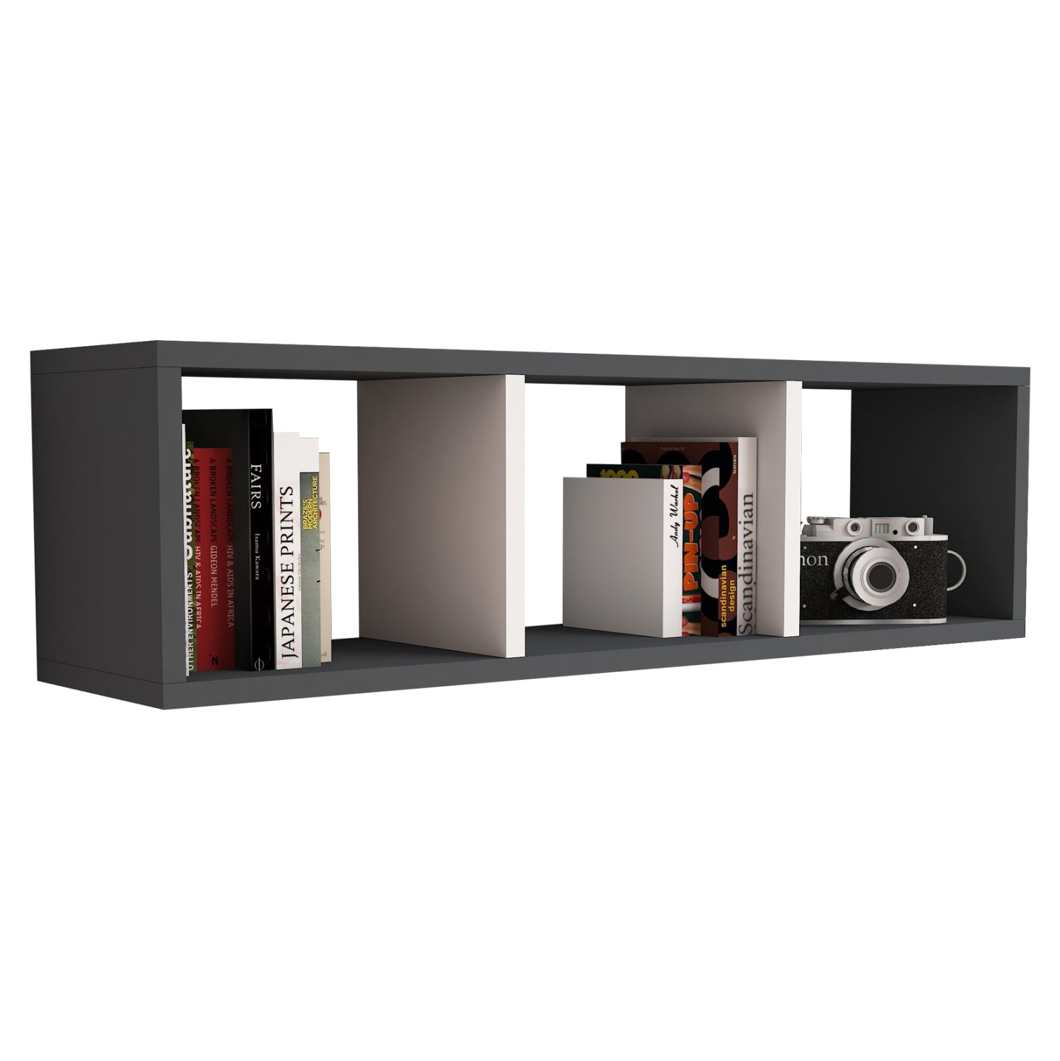 rafiera-toichoy-melaminis-gkri-leyko-fb9 ΡΑΦΙΕΡΑ ΤΟΙΧΟΥ ΜΕΛΑΜΙΝΗΣ ΓΚΡΙ & ΛΕΥΚΟ HM9228.13 90x22x25,6Υ εκ. - Image 1