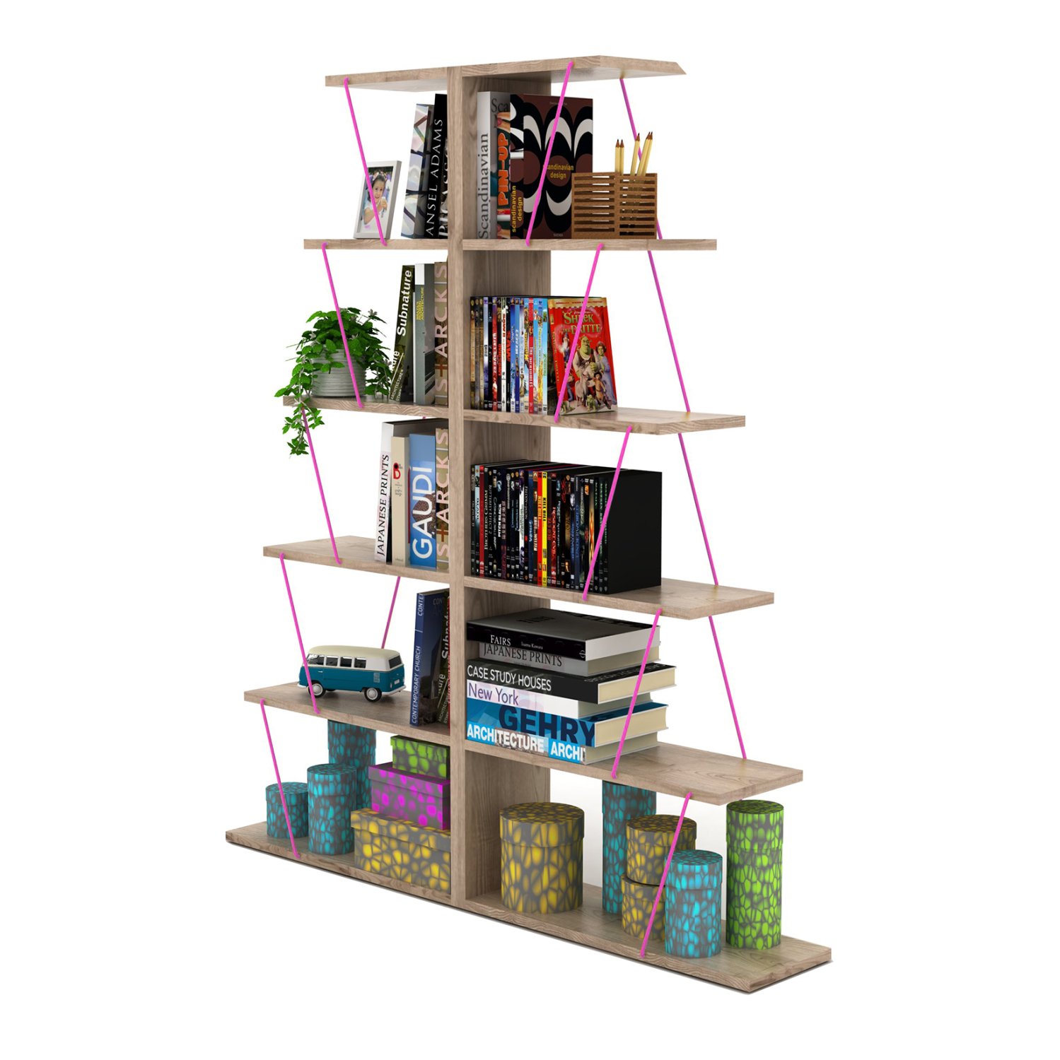 set-2tmch-bibliothikes-mini-se-chroma-so ΣΕΤ 2ΤΜΧ ΒΙΒΛΙΟΘΗΚΕΣ MINI TARS ΣΕ ΧΡΩΜΑ SONAMA-ΦΟΥΞΙΑ HM11302.04 130x22x146Y εκ. - Image 1