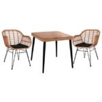 ΣΕΤ 3ΤΜΧ ALLEGRA WICKER ΜΕ ΤΡΑΠΕΖΙ 80X80Χ78Υ ΜΠΕΖ & ΜΑΥΡΟ ΧΡΩΜΑ HM10483