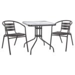 ΣΕΤ 3ΤΜΧ ΜΕ ΤΡΑΠΕΖΙ FIGO 70Χ70Χ72Υ & ΠΟΛΥΘΡΟΝΕΣ LAURA ΓΚΡΙ ΧΡΩΜΑ HM10469