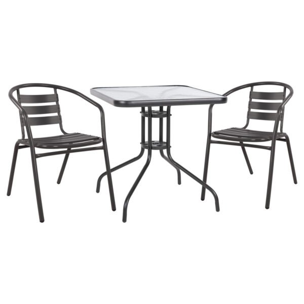 ΣΕΤ 3ΤΜΧ ΜΕ ΤΡΑΠΕΖΙ FIGO 70Χ70Χ72Υ & ΠΟΛΥΘΡΟΝΕΣ LAURA ΓΚΡΙ ΧΡΩΜΑ HM10469