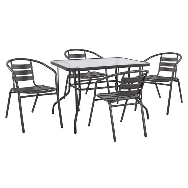 set-5tmch-me-trapezi-adam-110ch60ch71y-p ΣΕΤ 5ΤΜΧ ΜΕ ΤΡΑΠΕΖΙ ADAM 110Χ60Χ71Υ & ΠΟΛΥΘΡΟΝΕΣ LAURA ΓΚΡΙ ΧΡΩΜΑ HM10472 - Image 1