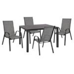 ΣΕΤ 5ΤΜΧ HM10525 ΜΕ ΤΡΑΠΕΖΙ ΑΛΟΥΜΙΝΙΟΥ ΑΝΘΡΑΚΙ 120Χ80Χ75.5Υ & 4 ΠΟΛΥΘΡΟΝΕΣ LEON ΓΚΡΙ