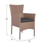 ΣΕΤ 5ΤΜΧ ΤΡΑΠΕΖΙ ΜΕΤΑΛΛΙΚΟ ΚΑΦΕ 150X90 ΜΕ 4 ΠΟΛΥΘΡΟΝΕΣ ΚΑΦΕ-ΜΟΚΑ WICKER HM10586.02 - Image 3