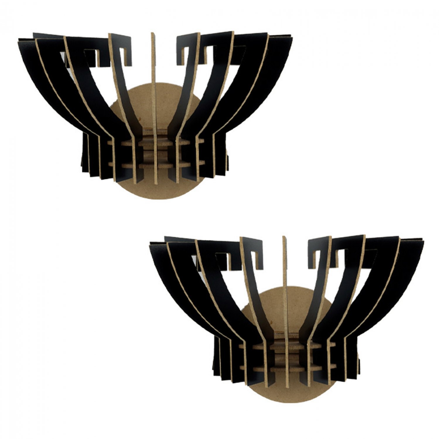 set-aplikes-toichoy-2tmch-xylines-apo-md ΣΕΤ ΑΠΛΙΚΕΣ ΤΟΙΧΟΥ 2ΤΜΧ ΞΥΛΙΝΕΣ ΑΠΟ MDF ΜΑΥΡΟ HM7382.03 32x22x19Υ εκ. - Image 1