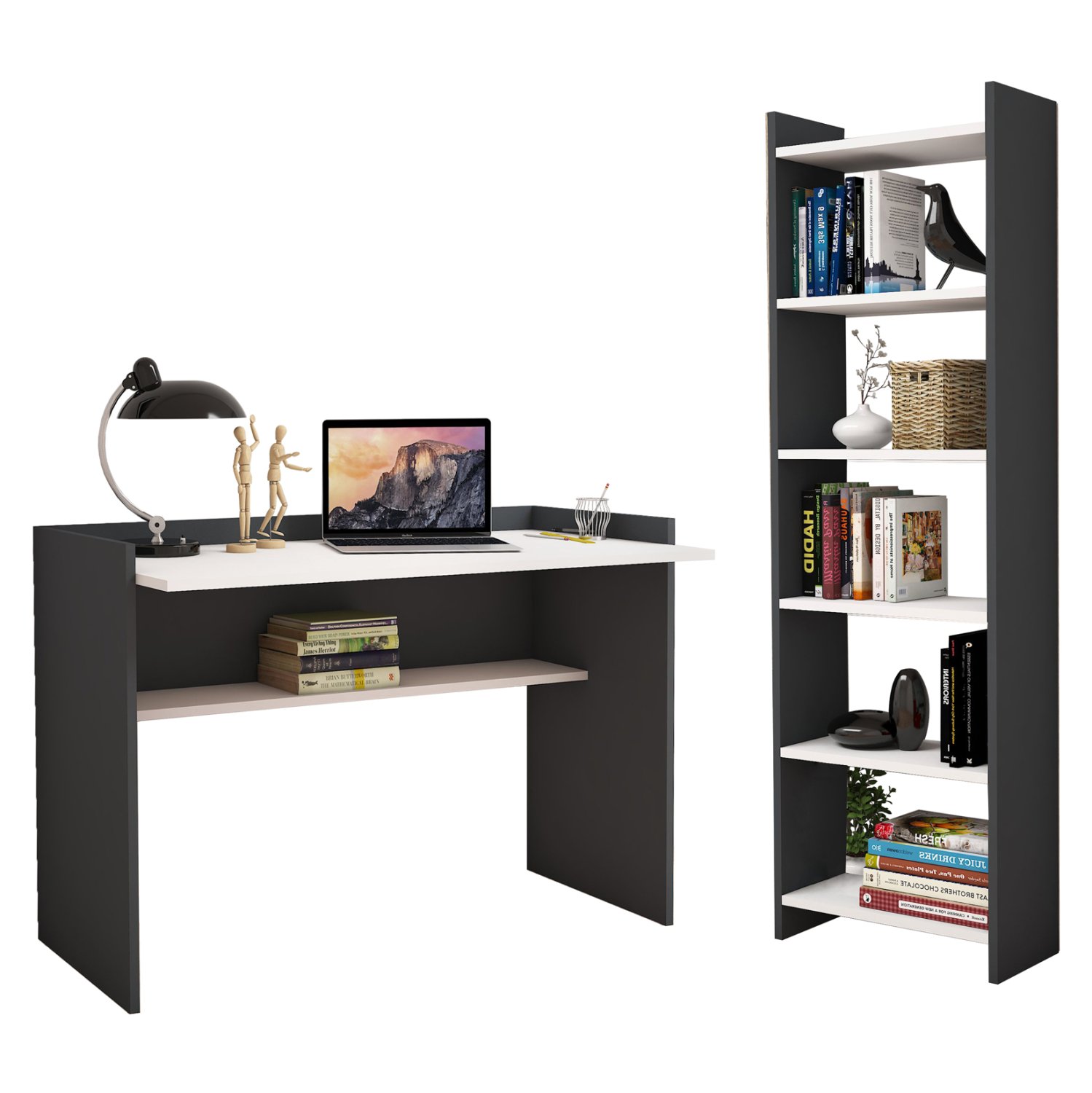 set-grafeioy-2-tmch-fb91177413-gkri-leyk ΣΕΤ ΓΡΑΦΕΙΟΥ 2ΤΜΧ HM11774.13 ΜΕΛΑΜΙΝΗ ΓΚΡΙ-ΛΕΥΚΗ - Image 1