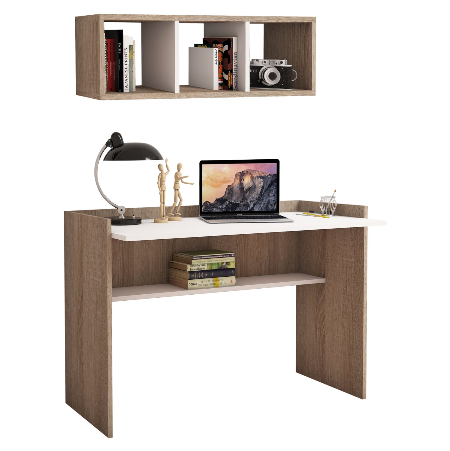 set-grafeioy-2-tmch-fb91177512-sonama-le ΣΕΤ ΓΡΑΦΕΙΟΥ 2ΤΜΧ HM11775.12 SONOMA-ΛΕΥΚH ΜΕΛΑΜΙΝΗ - Image 1