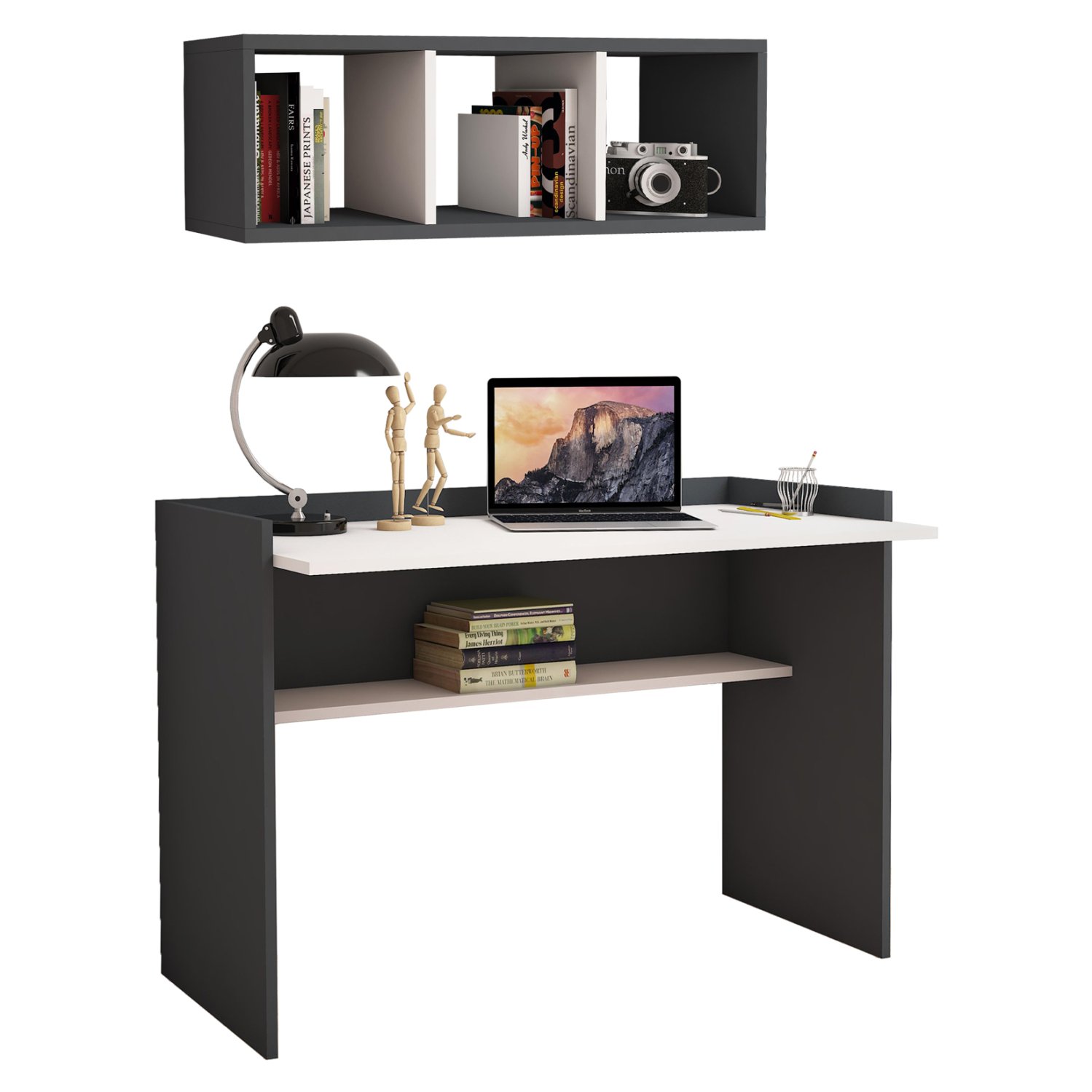 set-grafeioy-2-tmch-fb91177513-gkri-leyk ΣΕΤ ΓΡΑΦΕΙΟΥ 2ΤΜΧ HM11775.13 ΓΚΡΙ-ΛΕΥΚΗ ΜΕΛΑΜΙΝΗ - Image 1