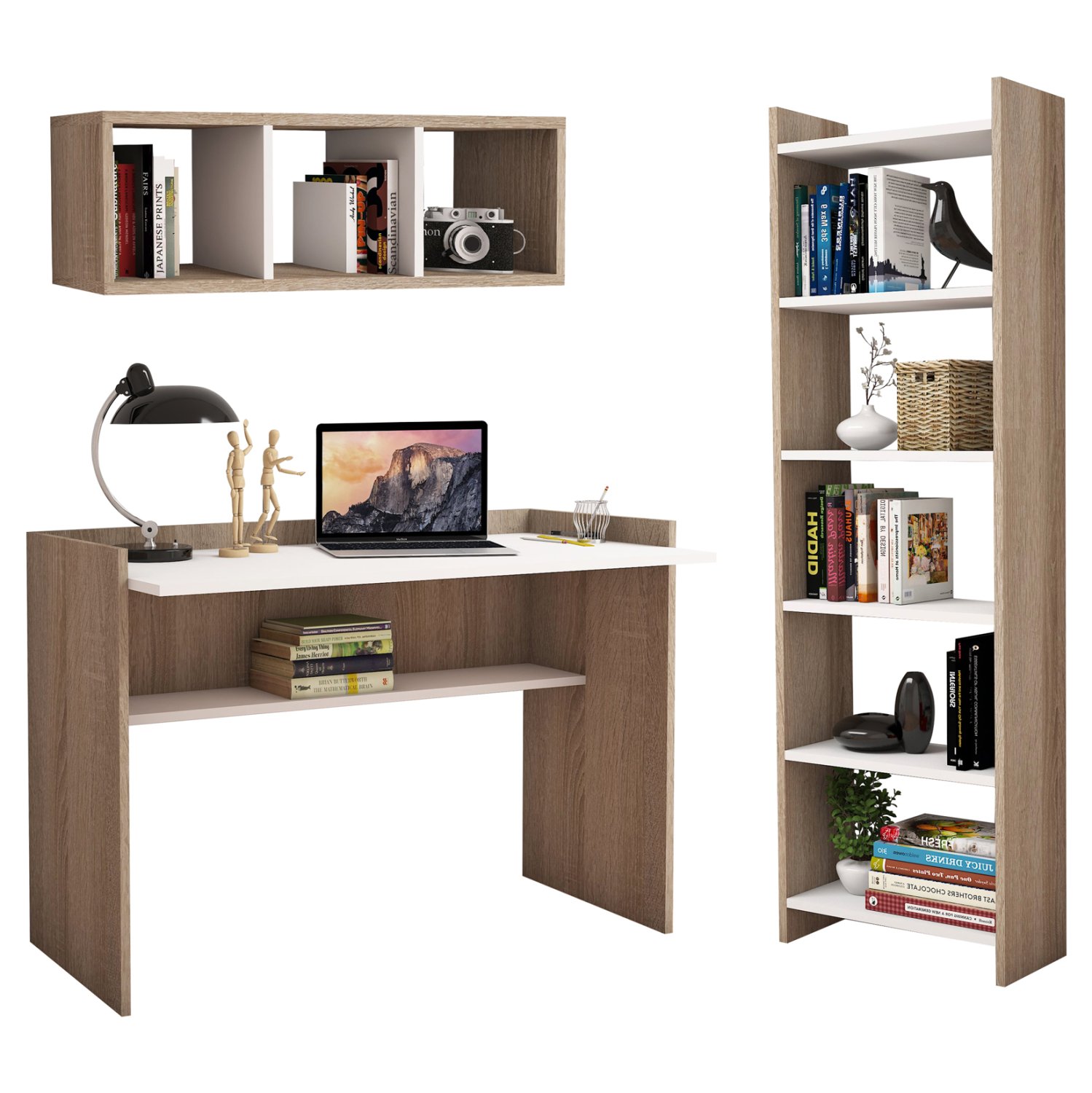 set-grafeioy-3-tmch-fb91177612-sonama-le ΣΕΤ ΓΡΑΦΕΙΟΥ 3ΤΜΧ HM11776.12 ΜΕΛΑΜΙΝΗ ΣΕ SONOMA ΚΑΙ ΛΕΥΚΟ ΧΡΩΜΑ - Image 1