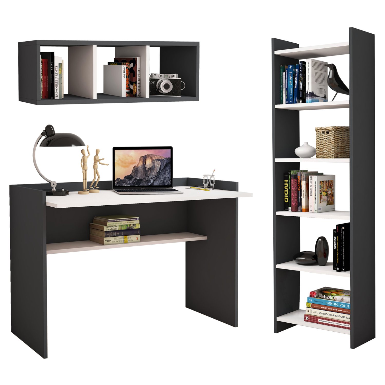 set-grafeioy-3-tmch-fb91177613-gkri-leyk ΣΕΤ ΓΡΑΦΕΙΟΥ 3ΤΜΧ HM11776.13 ΜΕΛΑΜΙΝΗ ΣΕ ΓΚΡΙ ΚΑΙ ΛΕΥΚΟ ΧΡΩΜΑ - Image 1