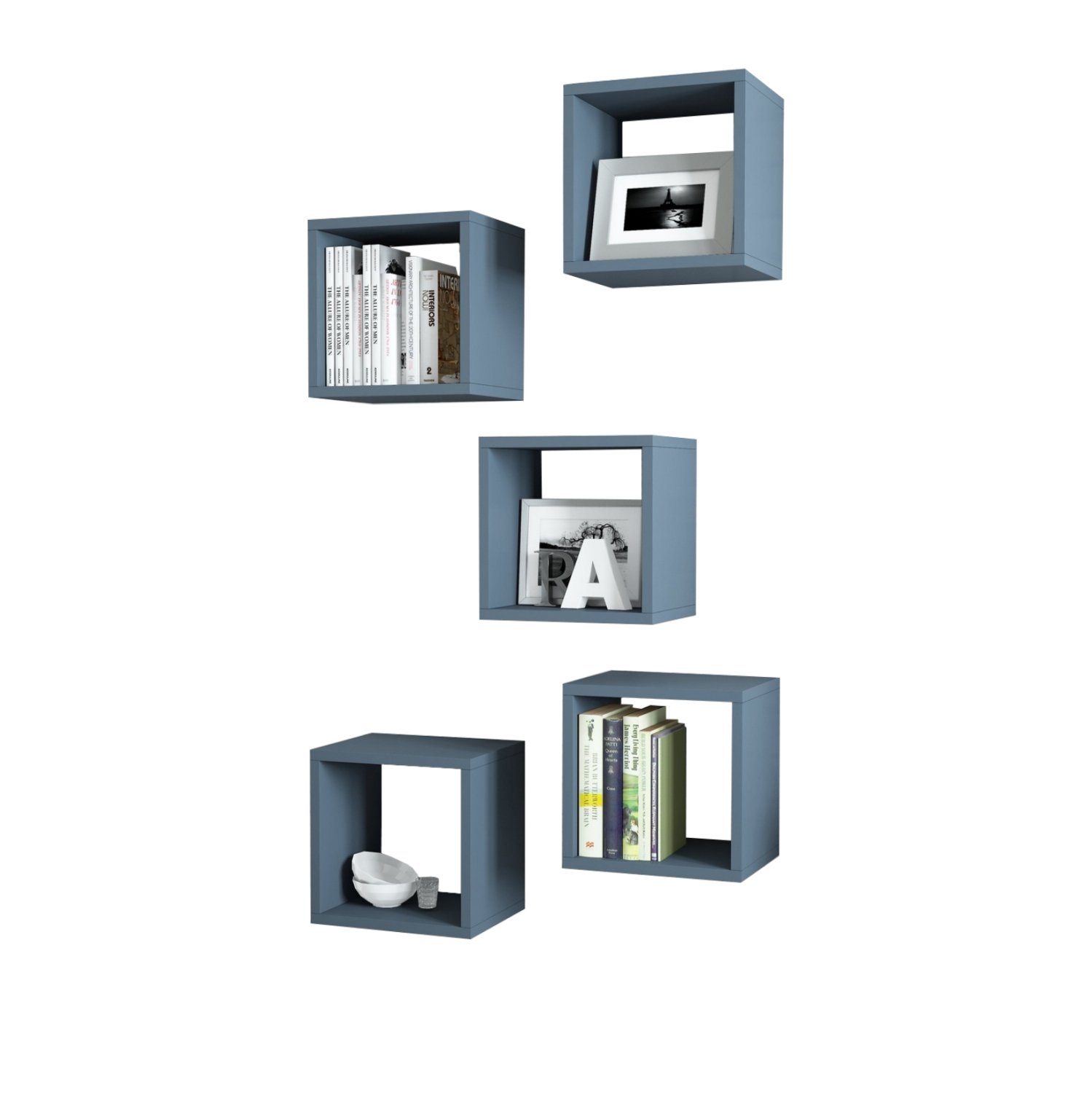 set-rafia-toichoy-5tmch-melaminis-fb9951 ΣΕΤ ΡΑΦΙΑ ΤΟΙΧΟΥ 5ΤΜΧ ΜΕΛΑΜΙΝΗΣ HM9519.05 ΜΠΛΕ 30x30x24Y εκ. - Image 1