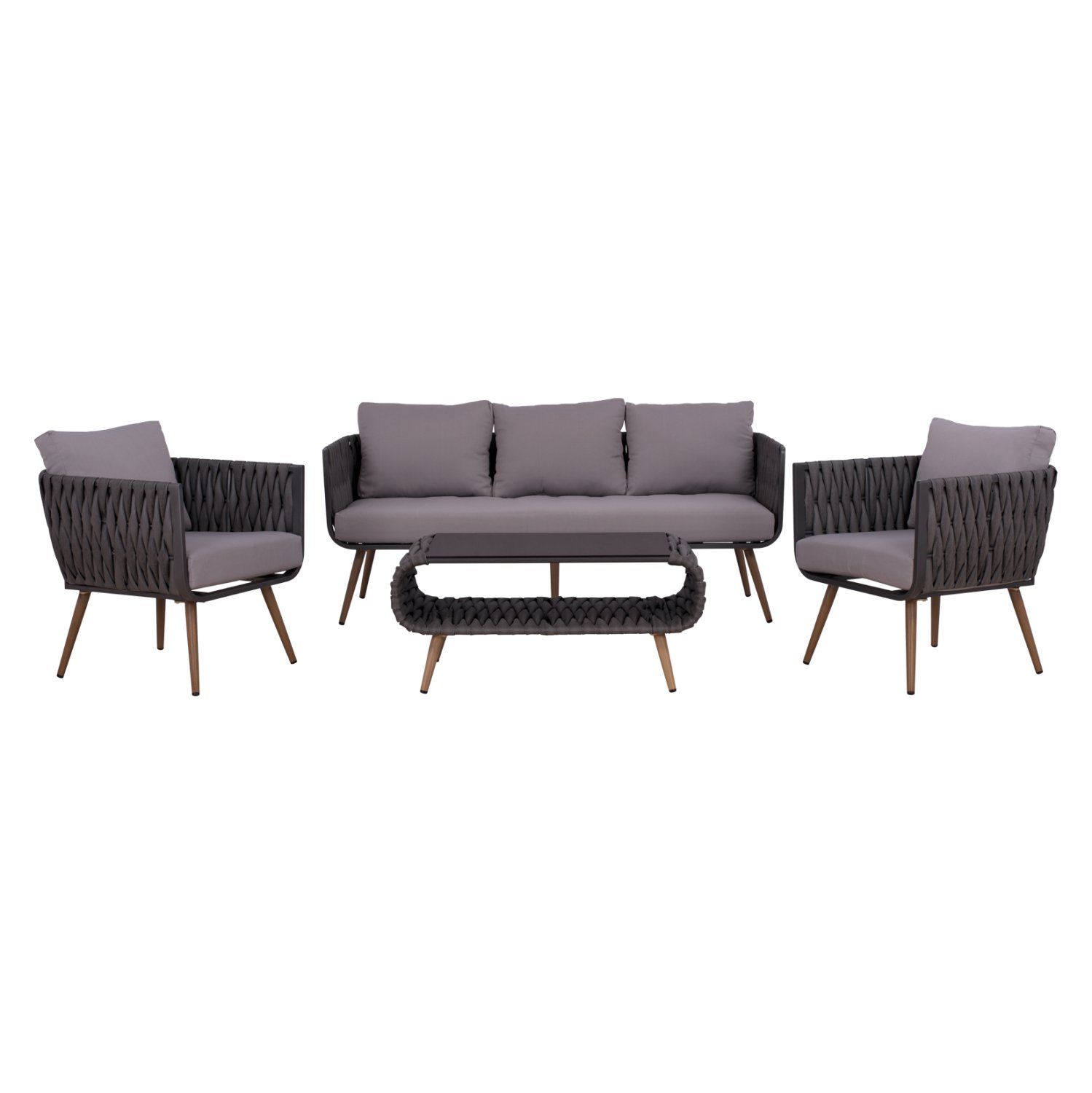 set-saloni-4tmch-aloyminioy-me-wicker-gk ΣΕΤ ΣΑΛΟΝΙ 4ΤΜΧ VARNAMO HM5282.11 ΑΛΟΥΜΙΝΙΟ ΟΨΗ ΞΥΛΟΥ-ΣΧΟΙΝΙ STRAP ΓΚΡΙ-ΓΥΑΛΙ - Image 1