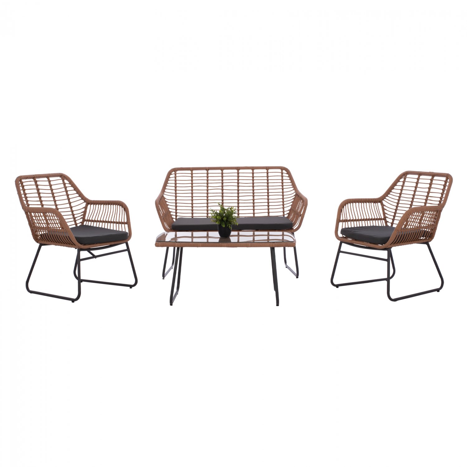 set-saloni-4tmch-metalliko-me-wicker-sko ΣΕΤ ΣΑΛΟΝΙ 4ΤΜΧ ΜΕΤΑΛΛΙΚΟ ΜΕ WICKER ΣΚΟΥΡΟ ΓΚΡΙ - ΜΠΕΖ HM5530 - Image 1