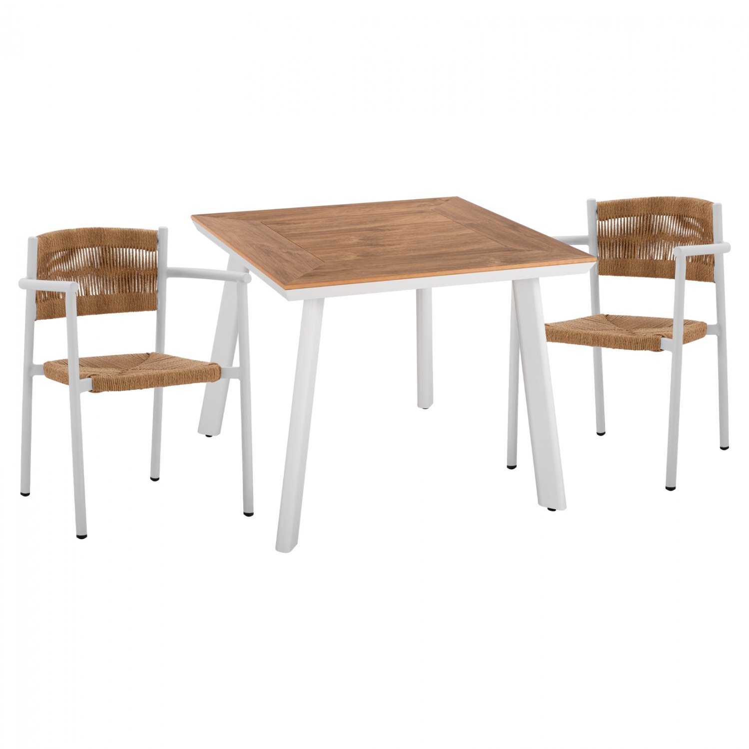 set-trapezaria-3tmch-trapezi-aloyminioy- ΣΕΤ ΤΡΑΠΕΖΑΡΙΑ 3ΤΜΧ ΤΡΑΠΕΖΙ ΑΛΟΥΜΙΝΙΟΥ 80X80 & ΠΟΛΥΘΡΟΝΕΣ ΛΕΥΚΕΣ HM11441 - Image 1