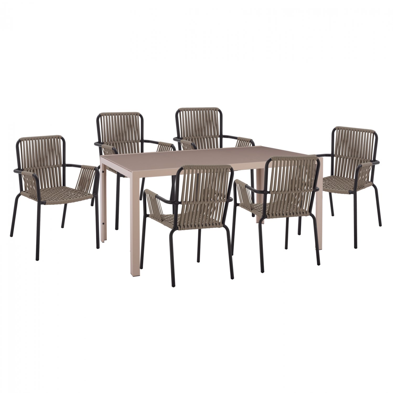 set-trapezaria-7tmch-trapezi-kapoytsino- ΣΕΤ ΤΡΑΠΕΖΑΡΙΑ 7ΤΜΧ ΤΡΑΠΕΖΙ ΚΑΠΟΥΤΣΙΝΟ 150Χ90 & ΠΟΛΥΘΡΟΝΕΣ ΑΝΘΡΑΚΙ ΜΕ ΣΧΟΙΝΙ HM11501 - Image 1