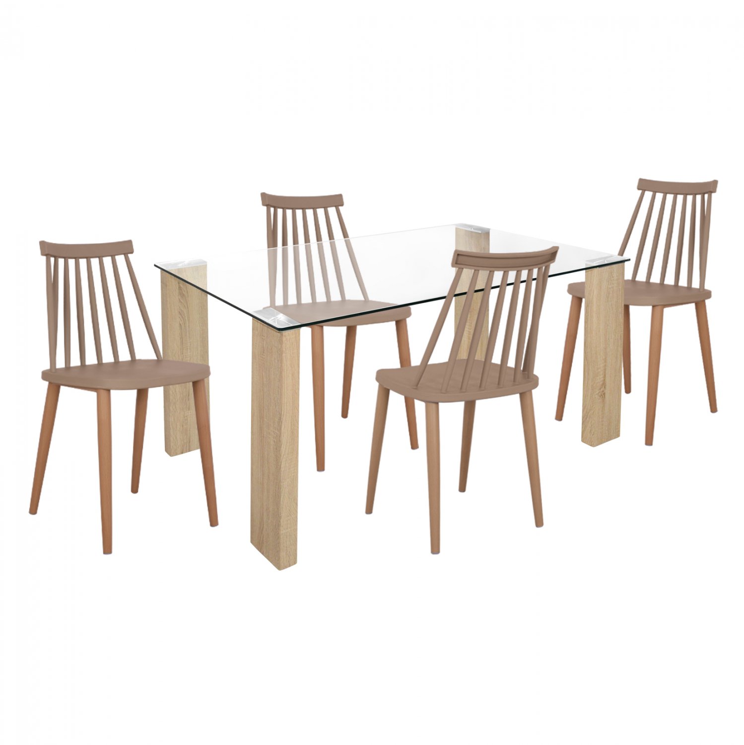 set-trapezarias-5tmch-gyalino-trapezi-ka ΣΕΤ ΤΡΑΠΕΖΑΡΙΑΣ 5ΤΜΧ ΓΥΑΛΙΝΟ ΤΡΑΠΕΖΙ & ΚΑΡΕΚΛΕΣ HM11593 - Image 1