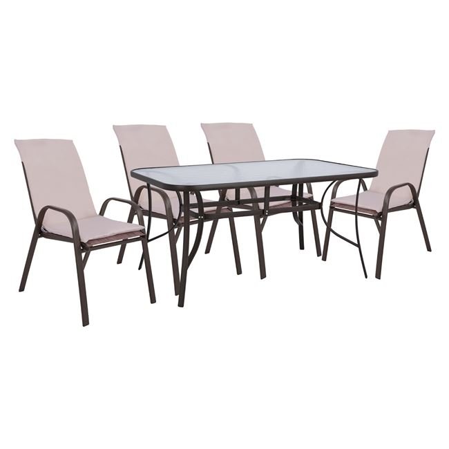 set-trapezarias-5tmch-karekles-me-maxila ΣΕΤ ΤΡΑΠΕΖΑΡΙΑΣ 5ΤΜΧ ΚΑΡΕΚΛΕΣ ΜΕ ΜΑΞΙΛΑΡΙ & ΤΡΑΠΕΖΙ 150X90 HM10570.02 ΚΑΦΕ - Image 1