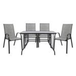 ΣΕΤ ΤΡΑΠΕΖΑΡΙΑΣ 5ΤΜΧ HM5193.01 ΜΕΤΑΛΛΙΚΗ ΜΕ 4 ΚΑΡΕΚΛΕΣ & ΤΡΑΠΕΖΙ 110x60 ΓΚΡΙ