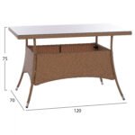 ΣΕΤ ΤΡΑΠΕΖΑΡΙΑΣ 5ΤΜΧ ΤΡΑΠ. 120Χ70 & ΠΟΛΥΘΡΟΝΕΣ WICKER RATTAN ΜΠΕΖ ΚΑΦΕ HM11712.32 - Image 2