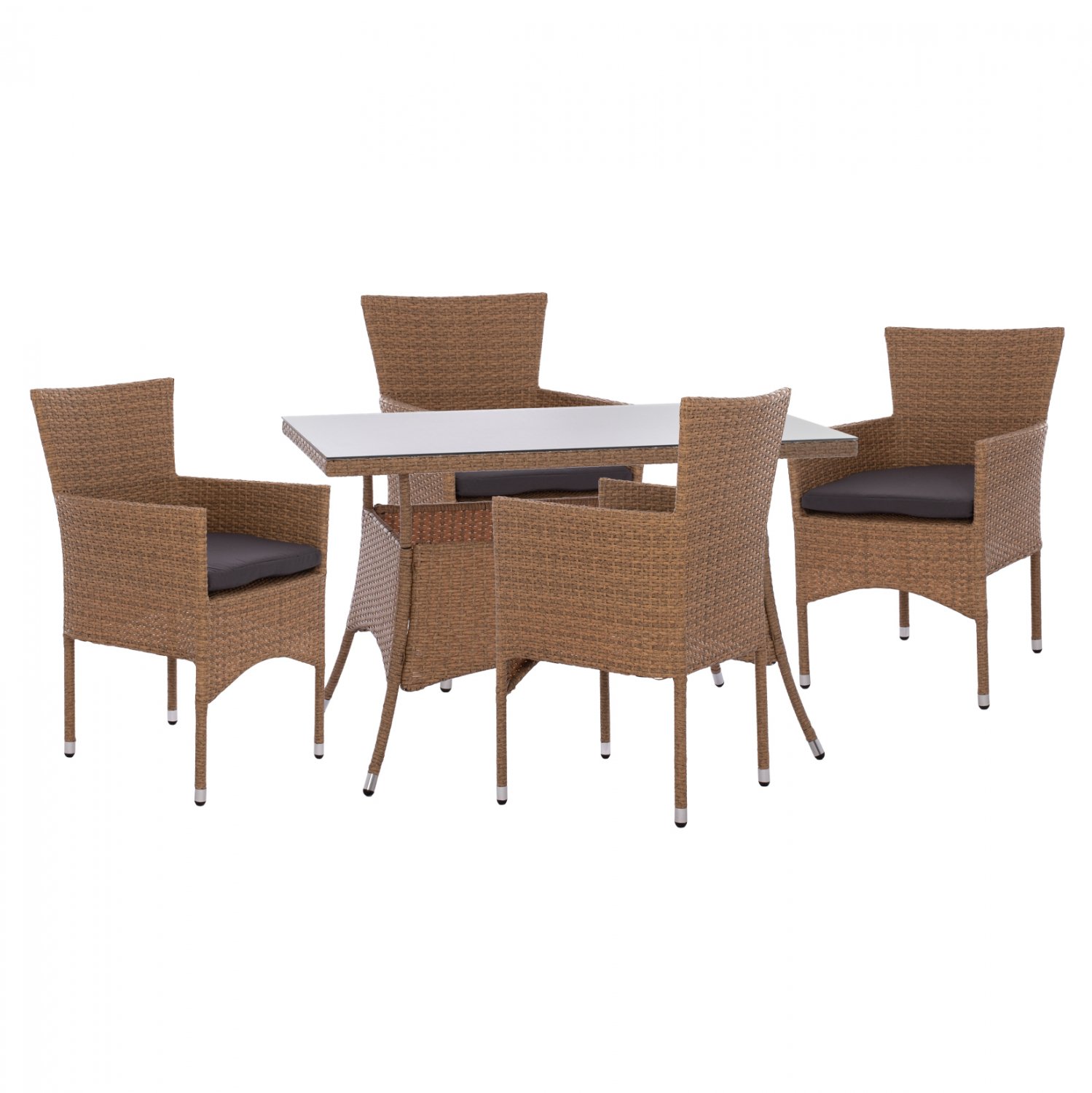 set-trapezarias-5tmch-trap-120ch70-polyt ΣΕΤ ΤΡΑΠΕΖΑΡΙΑΣ 5ΤΜΧ ΤΡΑΠ. 120Χ70 & ΠΟΛΥΘΡΟΝΕΣ WICKER RATTAN ΜΠΕΖ ΚΑΦΕ HM11712.32 - Image 1