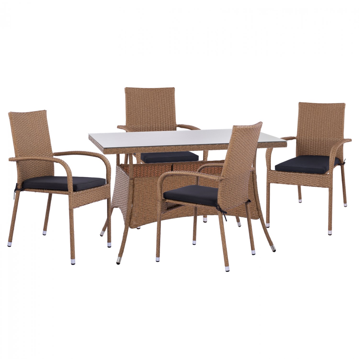 set-trapezarias-5tmch-trap-120ch70-polyt ΣΕΤ ΤΡΑΠΕΖΑΡΙΑΣ 5ΤΜΧ ΤΡΑΠ. 120Χ70 & ΠΟΛΥΘΡΟΝΕΣ WICKER RATTAN ΜΠΕΖ ΚΑΦΕ HM11711.32 - Image 1