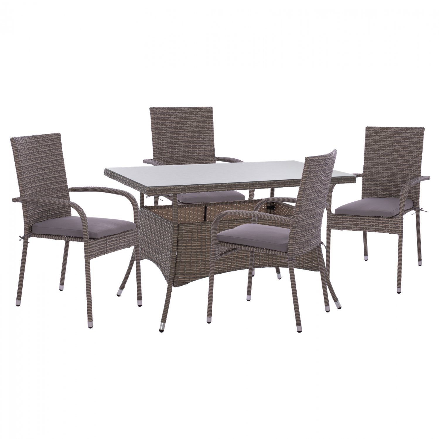 set-trapezarias-5tmch-trap-120x70-polyth ΣΕΤ ΤΡΑΠΕΖΑΡΙΑΣ 5ΤΜΧ ΤΡΑΠ. 120X70 & ΠΟΛΥΘΡΟΝΕΣ WICKER RATTAN ΓΚΡΙ HM11711.31 - Image 1