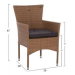 ΣΕΤ ΤΡΑΠΕΖΑΡΙΑΣ 7ΤΜΧ ΤΡΑΠ. 150Χ90 & 6 ΠΟΛΥΘΡΟΝΕΣ WICKER RATTAN ΜΠΕΖ ΚΑΦΕ HM11715.02 - Image 3