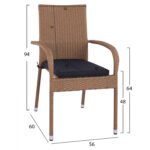 ΣΕΤ ΤΡΑΠΕΖΑΡΙΑΣ 7ΤΜΧ ΤΡΑΠ. 150Χ90 & 6 ΠΟΛΥΘΡΟΝΕΣ WICKER RATTAN ΜΠΕΖ ΚΑΦΕ HM11715.02 - Image 4